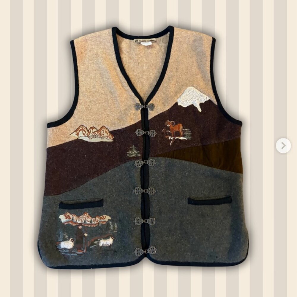 Vintage Marie Claire embroidered alpine vest